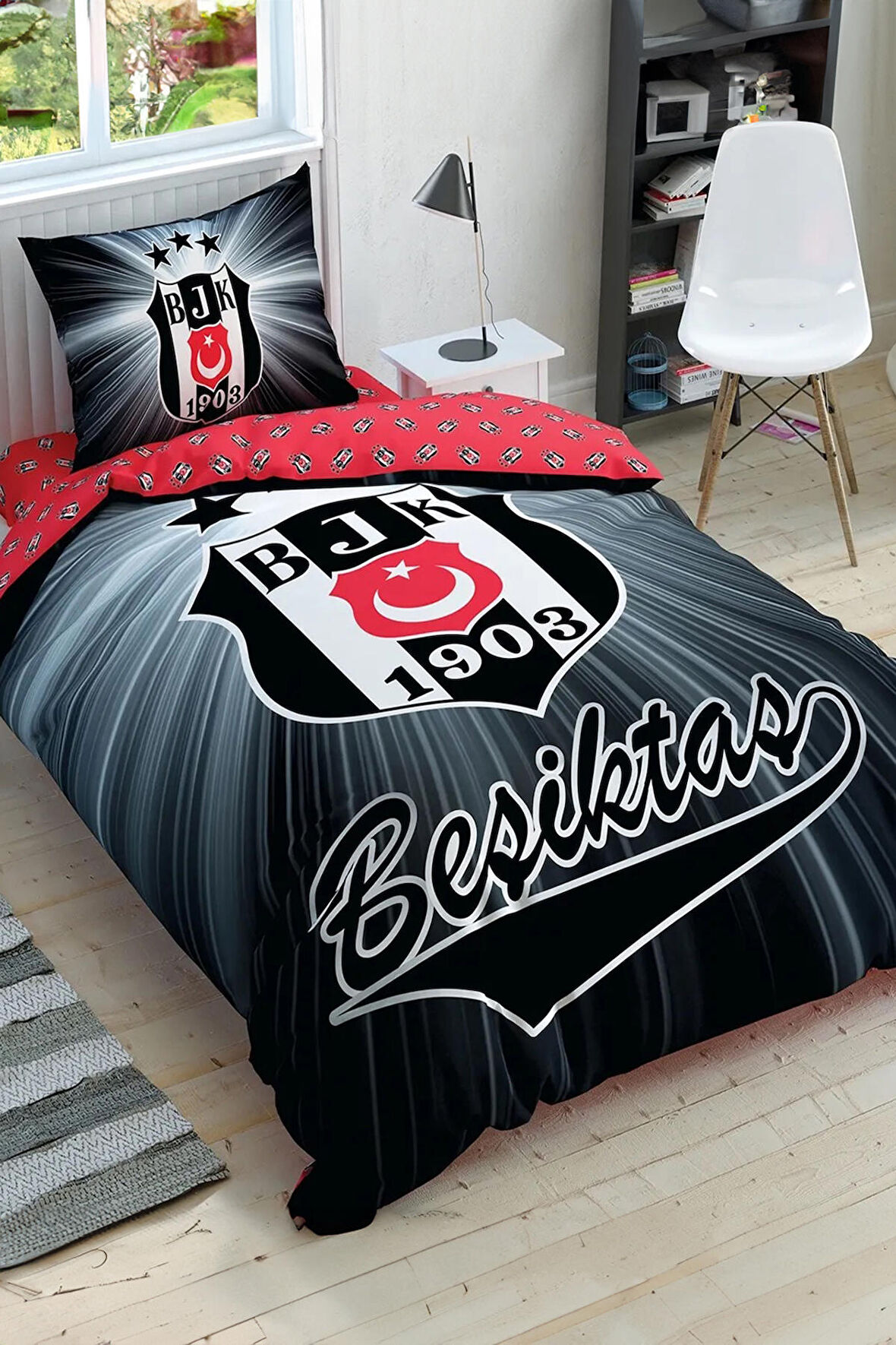 Taç Lisanslı Beşiktaş Light Glow Tek Kişilik Nevresim Takımı