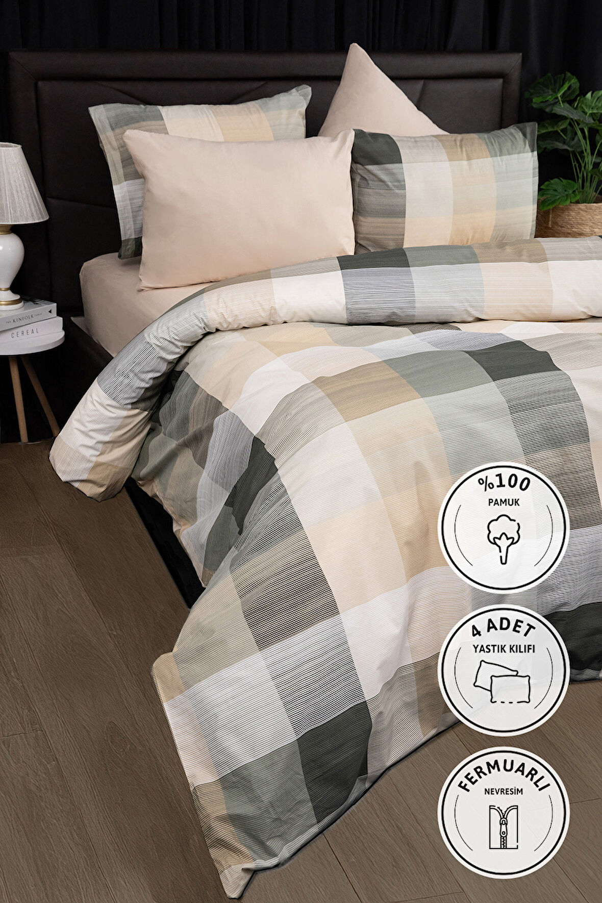 Nevora Premium %100 Pamuk Çift Kişilik Nevresim Takımı - Yeşil