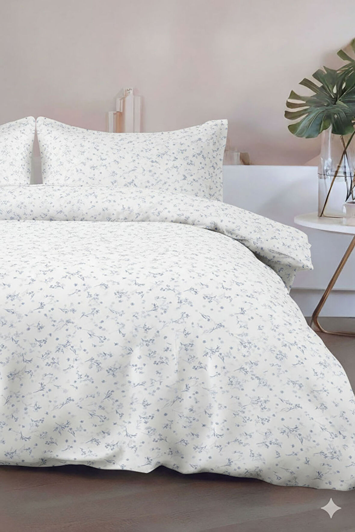 Favora Lumbeck Çift kişilik %100 Pamuk Nevresim Takımı - İndigo