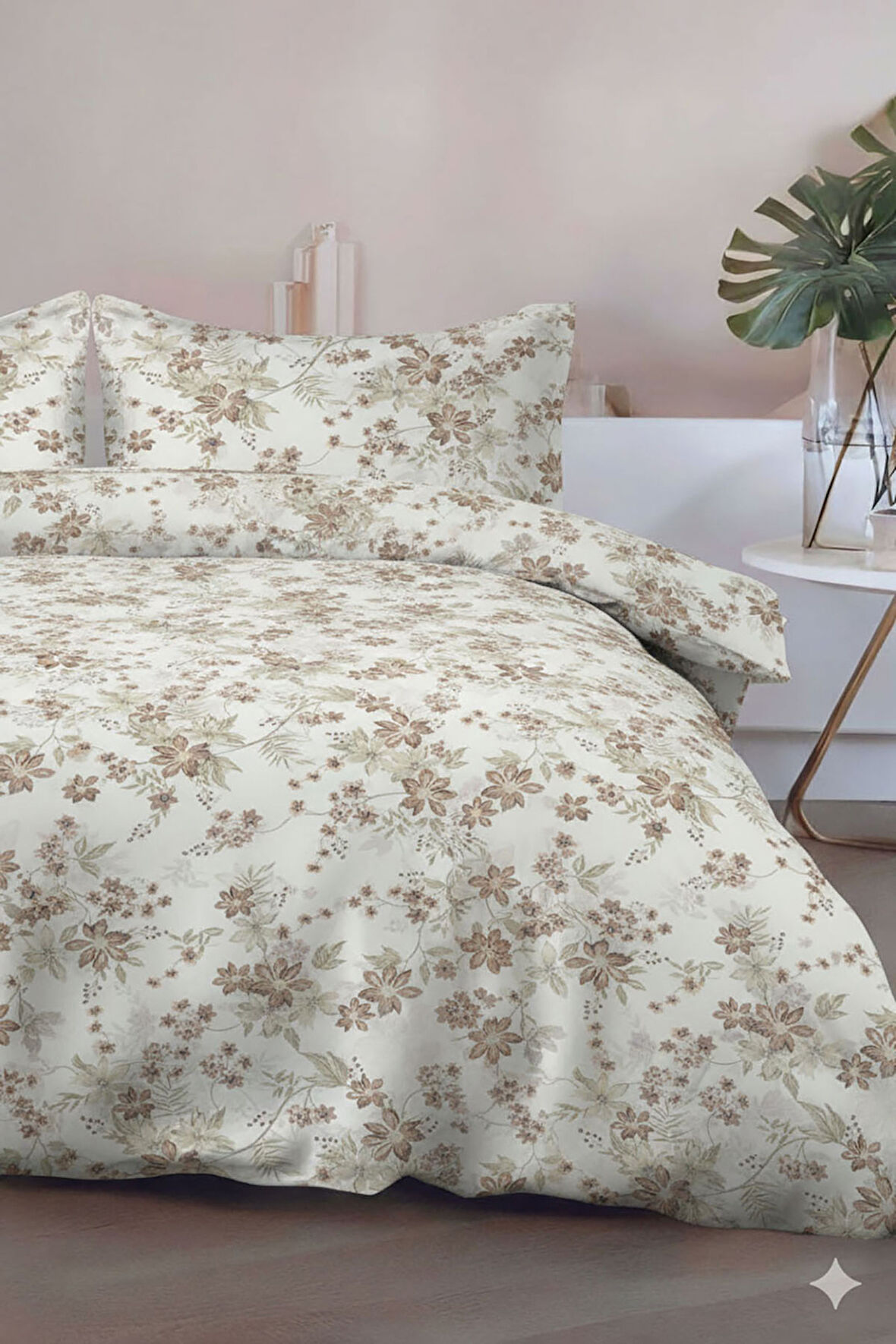 Favora Preto Çift kişilik %100 Pamuk Nevresim Takımı - Vizon