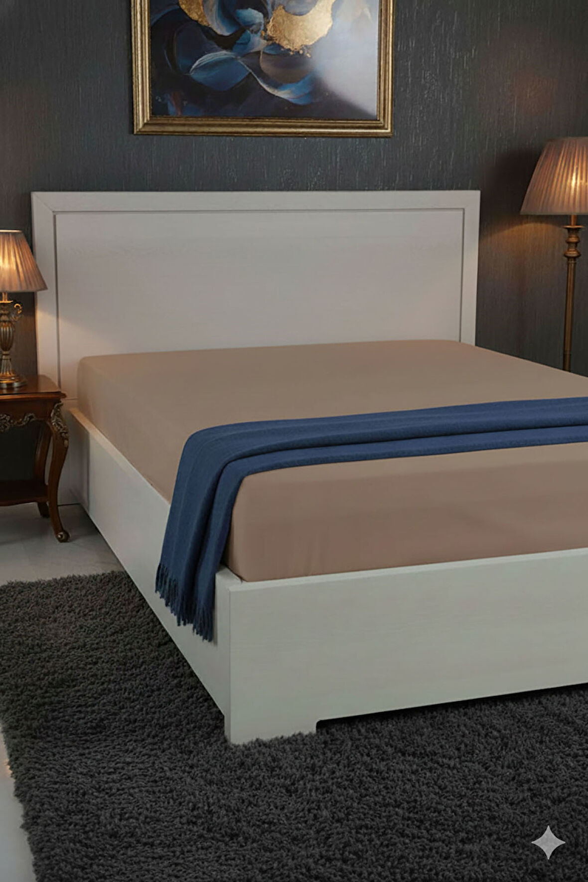 %100 Pamuk Ranforce Premium King Size Lastikli Çarşaf - Mocha