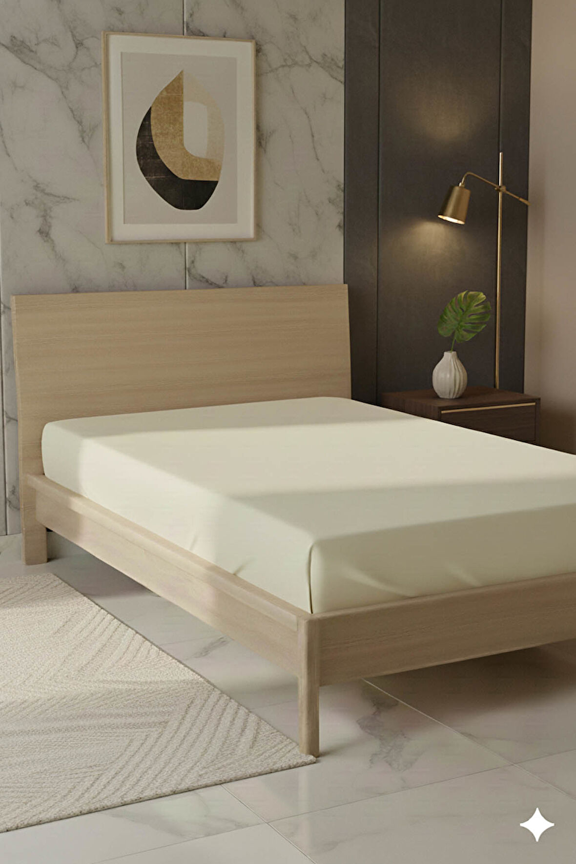 %100 Pamuk Ranforce Premium Tek Kişilik Çarşaf - Krem