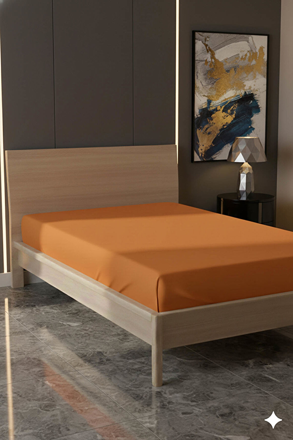 %100 Pamuk Ranforce Premium Tek Kişilik Çarşaf - Turuncu