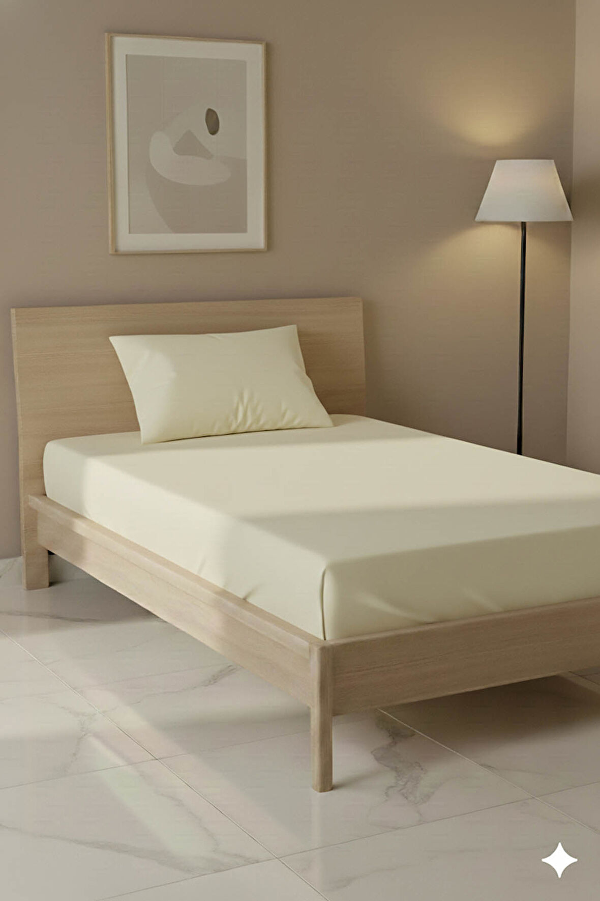 %100 Pamuk Ranforce Premium Tek Kişilik Çarşaf Seti - Krem