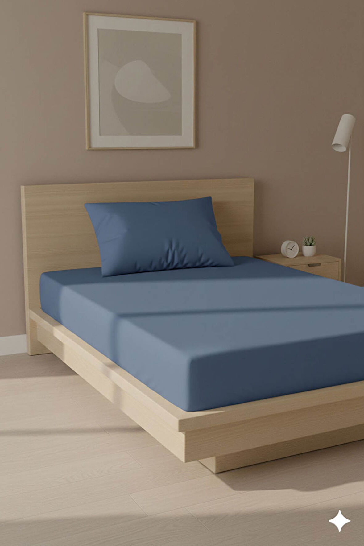 %100 Pamuk Ranforce Premium Tek Kişilik Çarşaf Seti - İndigo