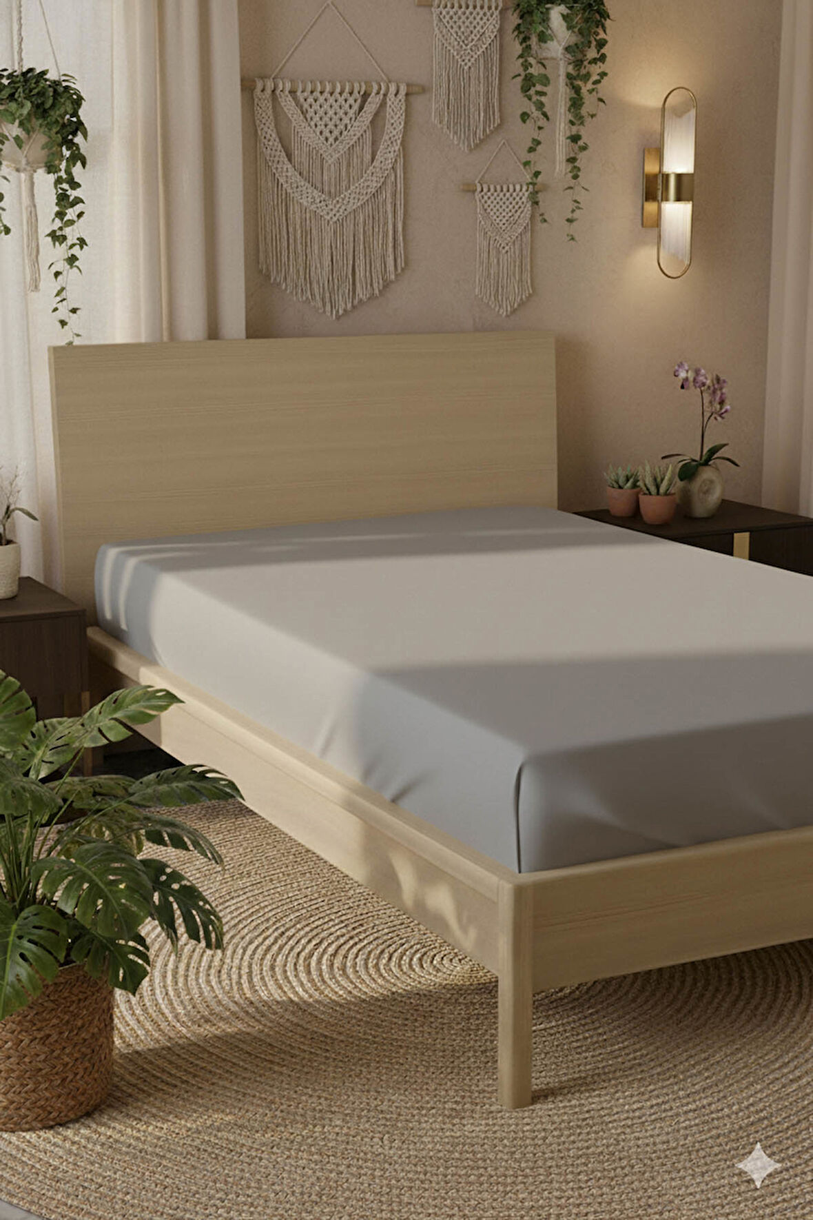 %100 Pamuk Ranforce Premium Tek Kişilik Plus Lastikli Çarşaf - Koyu Gri