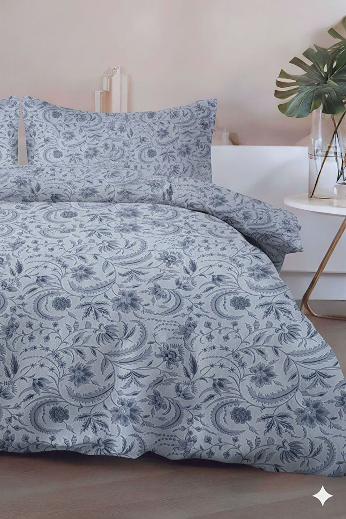 Favora Odeon Çift kişilik %100 Pamuk Nevresim Takımı - Mavi