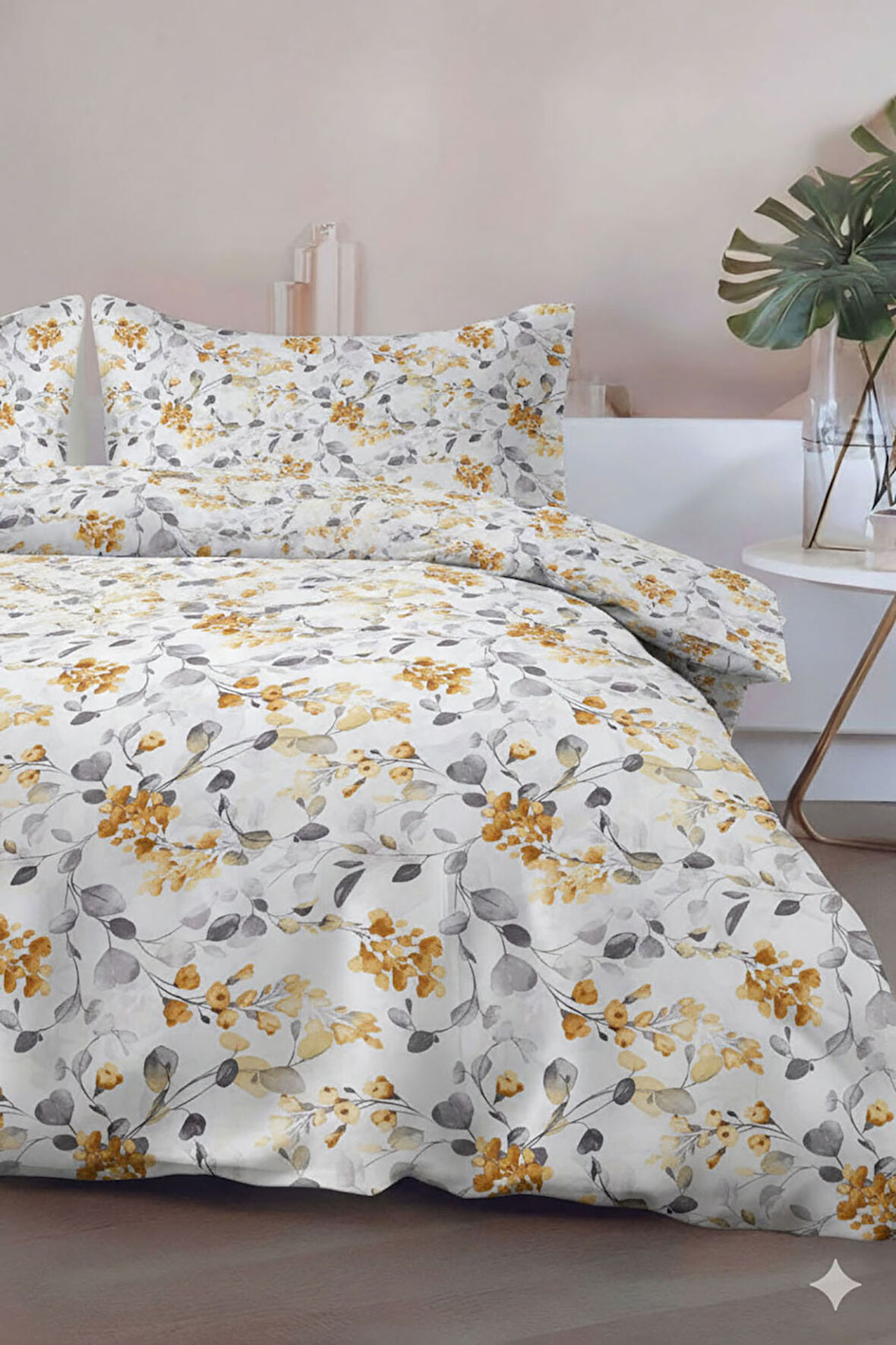 Favora Bella Çift kişilik %100 Pamuk Nevresim Takımı - Gri