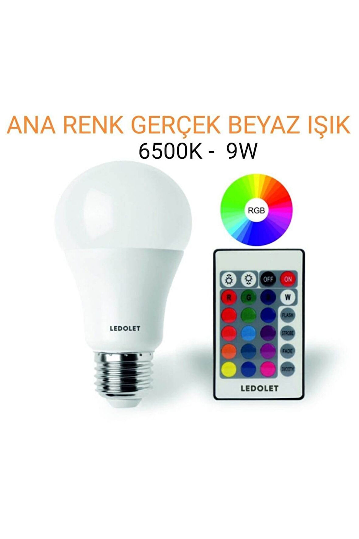 LEDOLET 9w Rgb Led Ampul Renk Değiştiren Kumandalı