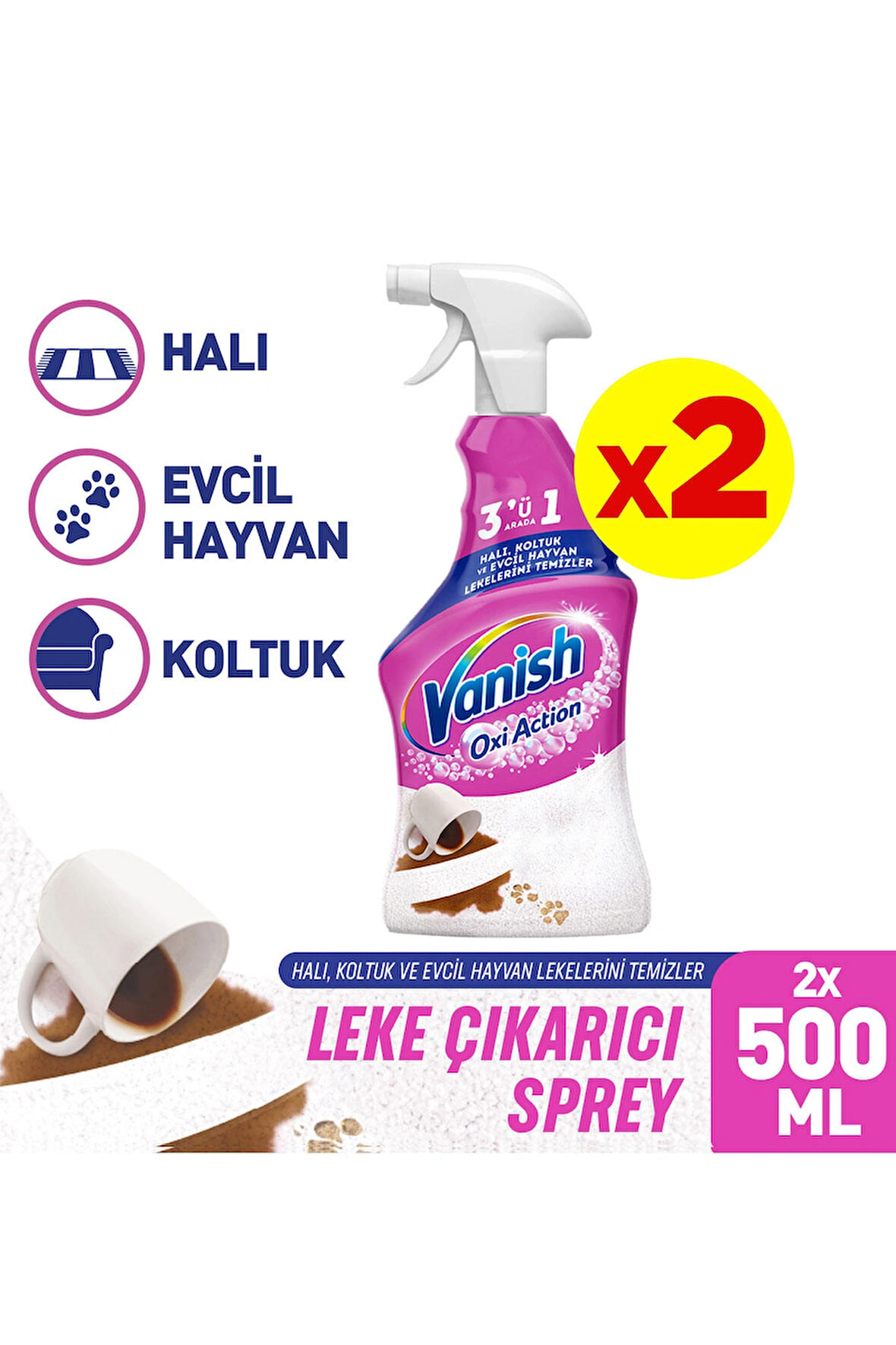 Vanish Kosla Pet Leke Çıkarıcı ve Koku Giderici Sprey 500 mL x 2