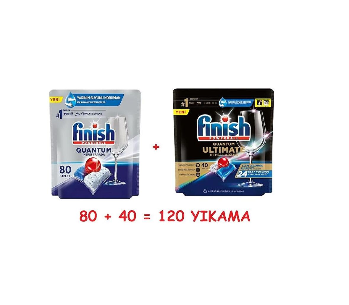 Finish Quantum 80 li + Ultimate 40 lı Bulaşık Makinesi Tableti Toplam 120 Adet