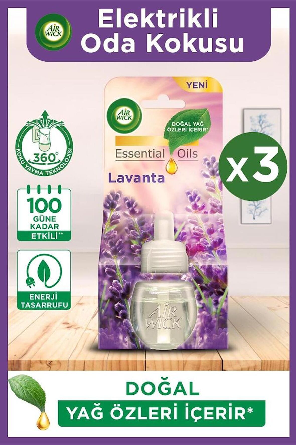 Elektrikli Oda Kokusu Yedek Lavanta X 3