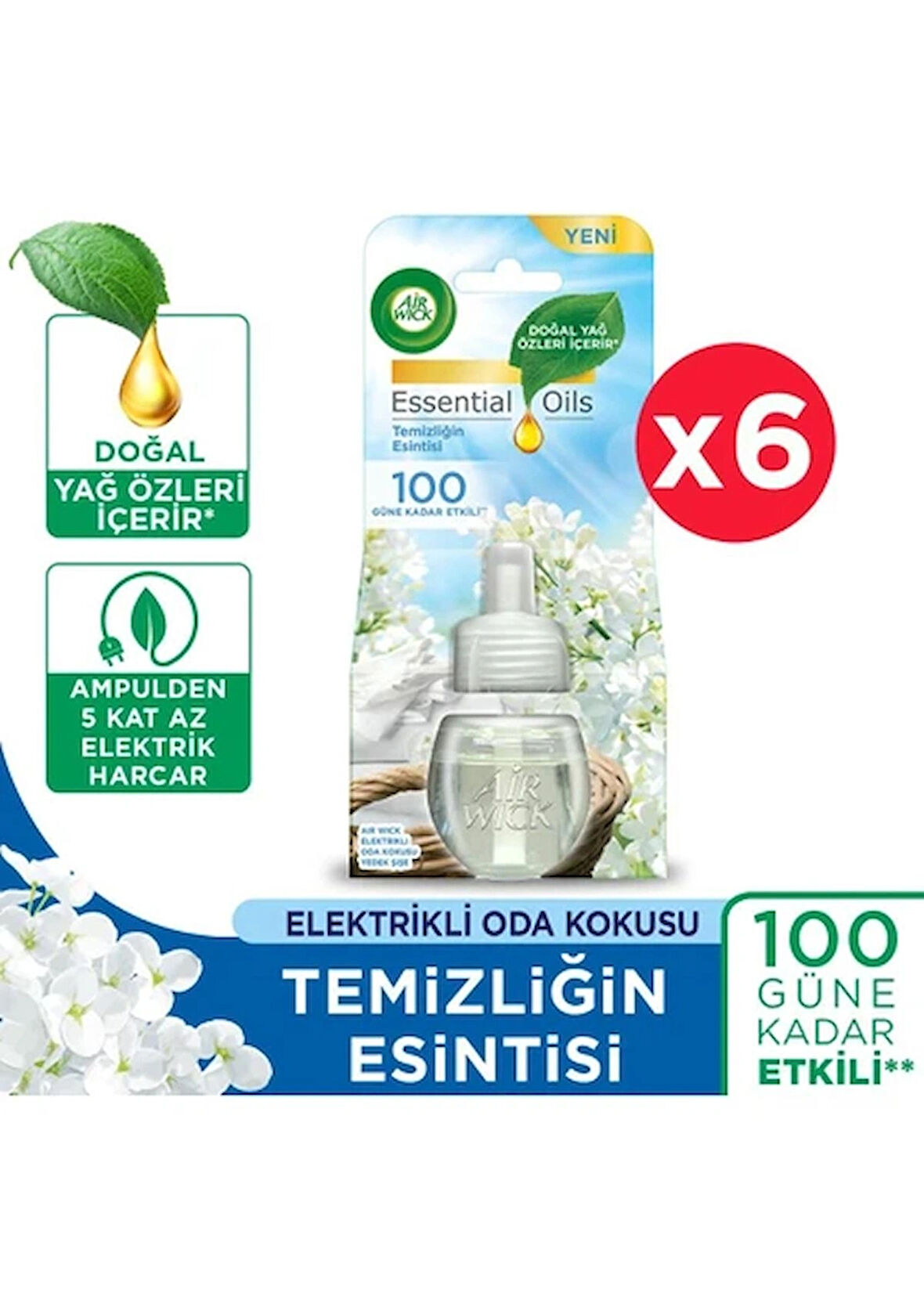 Air Wick Elektrikli Oda Kokusu Yedek Şişe Temizliğin Esintisi x 6 Adet