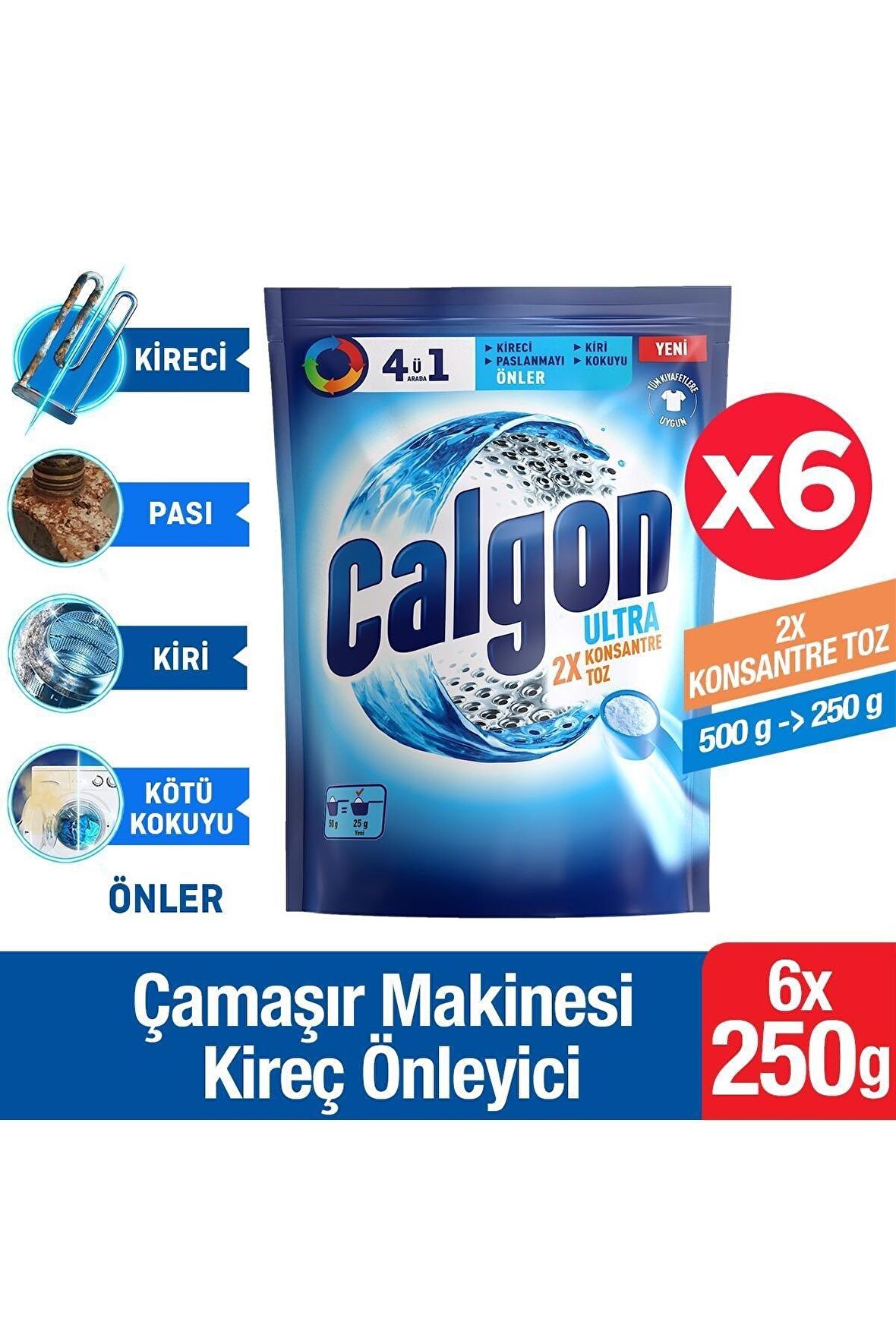 Calgon Ultra 6x250 gr Toz Kireç Önleyici