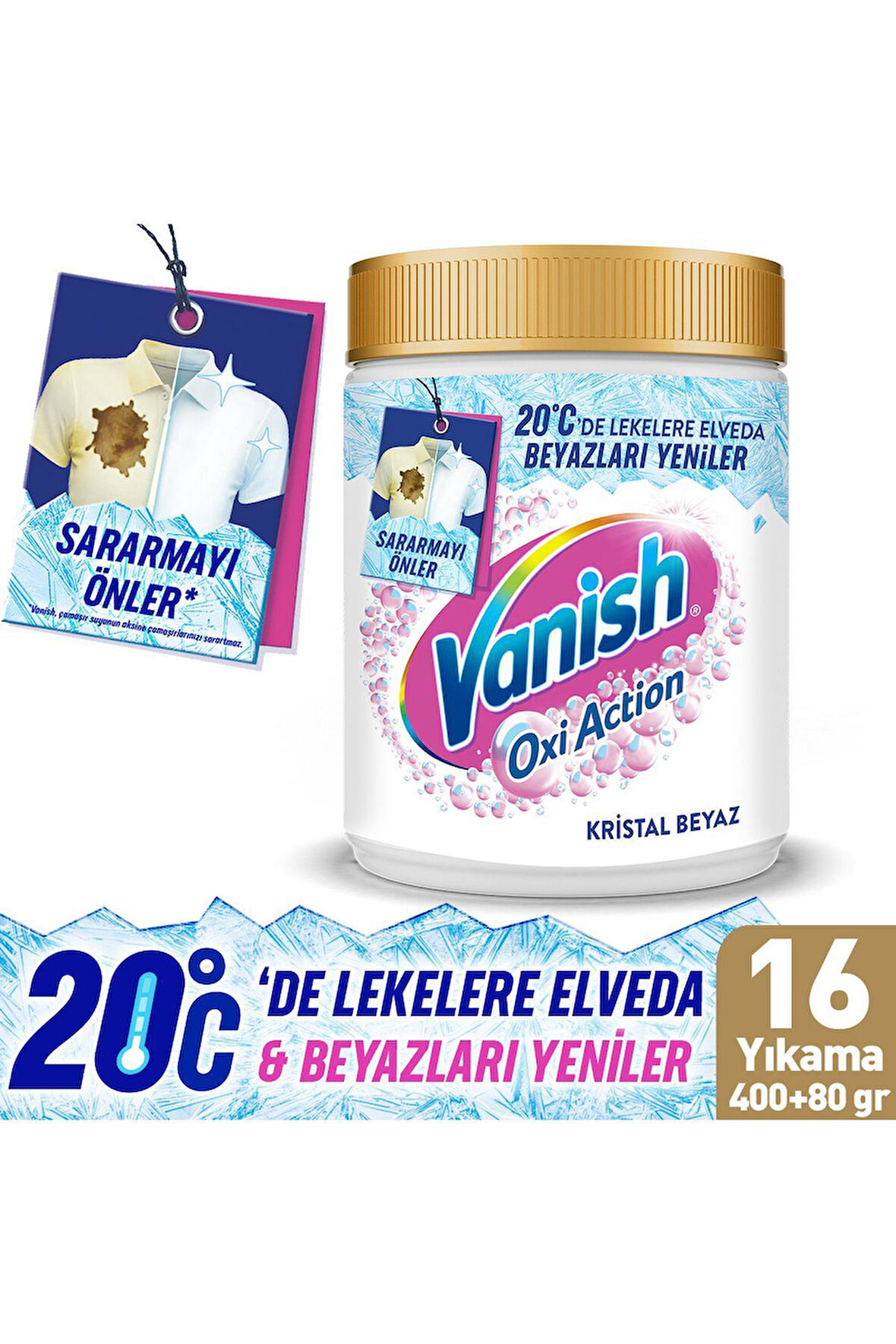 Vanish Oxi Action Kristal Beyaz Toz Deterjan Güçlendirici ve Leke Çıkarıcı 480 Gram