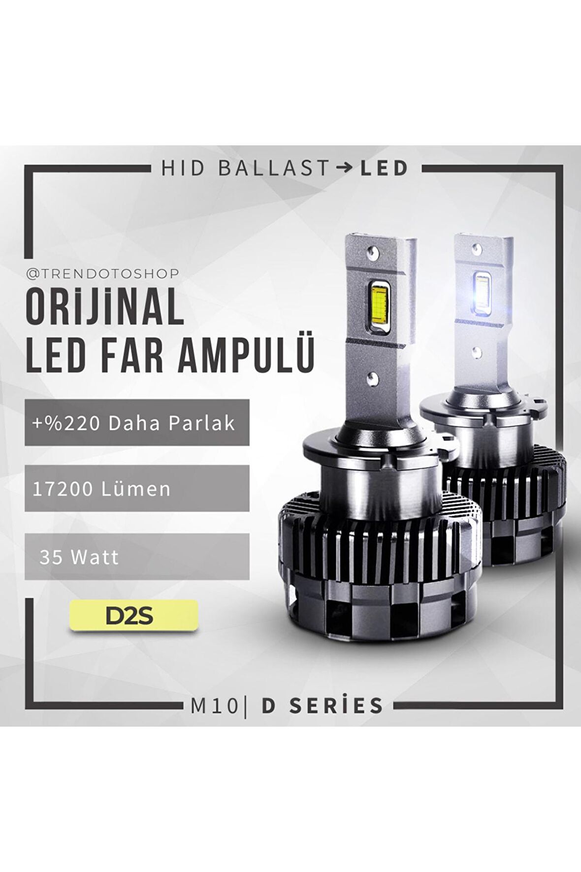 M10 D2s Led Far Ampul 17200 Lümen 35w D Serisi Led Xenon 2&#39;li Set