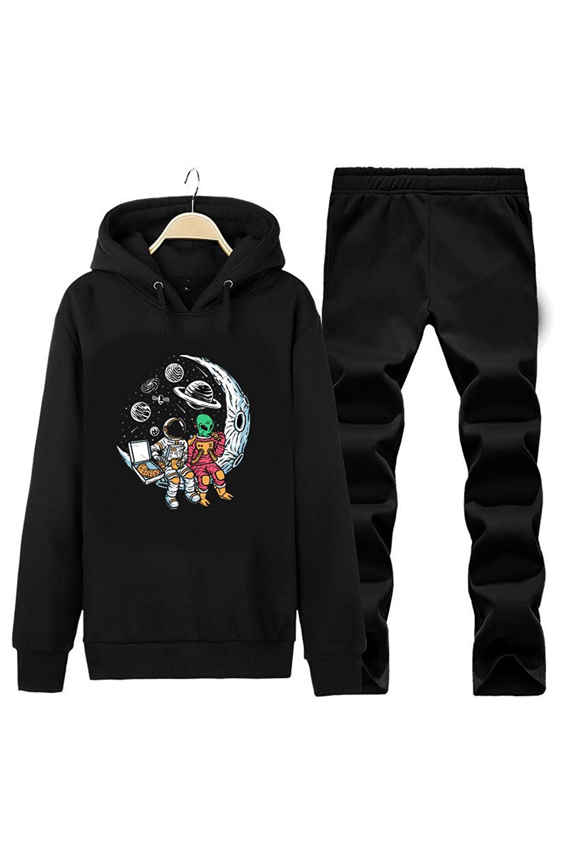 Astronauts and Aliens Unisex Kapüşonlu Eşofman Takımı