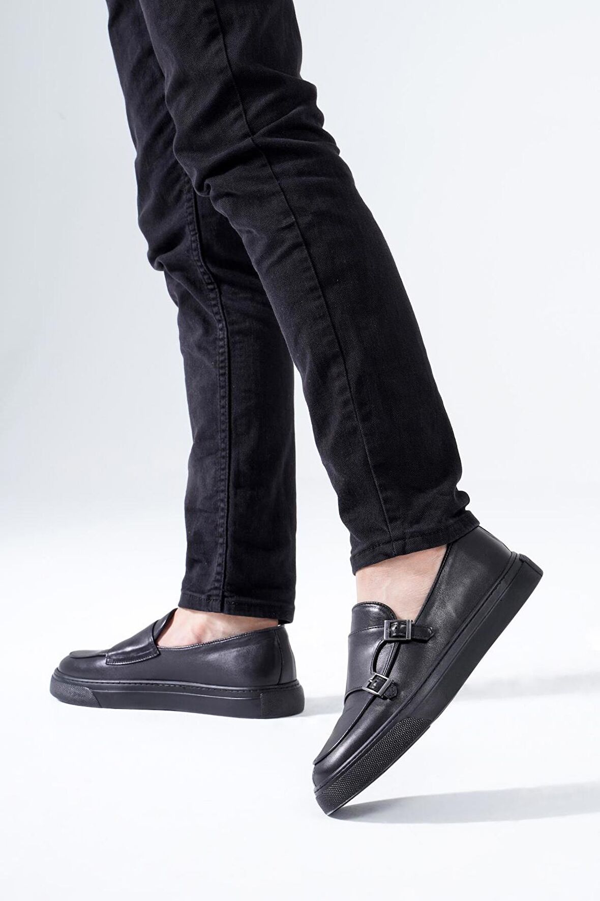 Hakiki Deri Erkek Sneaker Monk Strap Casual Günlük Ayakkabı