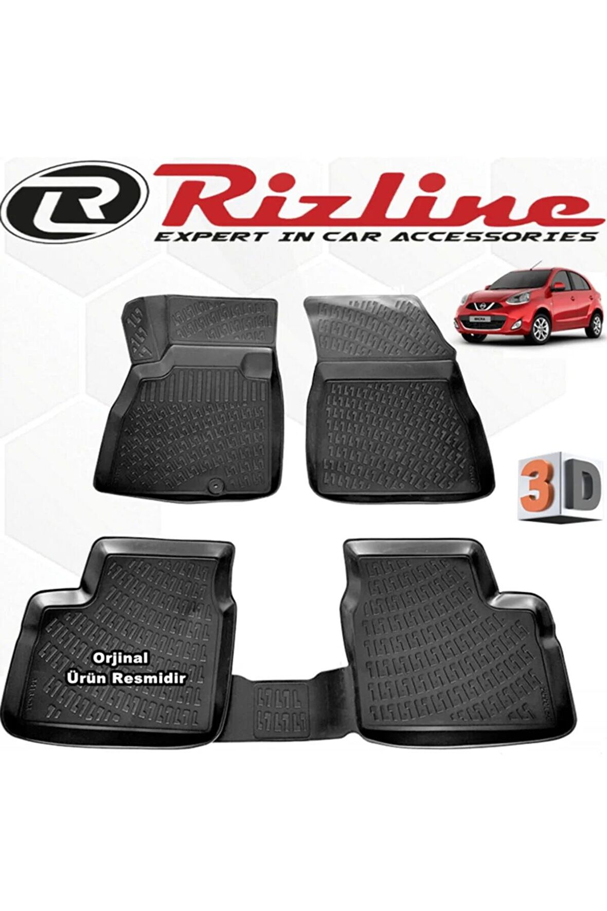 Nissan Micra 3d Paspas Havuzlu 2016-2019 Arası 4 Parça Siyah Set