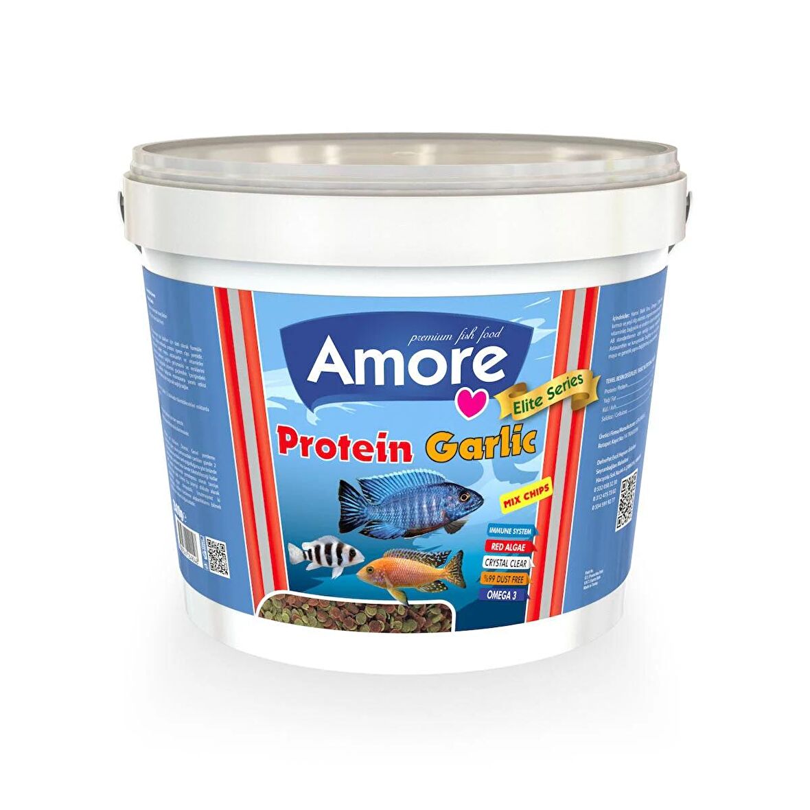 Amore Protein Garlic Pro Chips 2400gr Algae Immune Protect Kova Akvaryum Balık Yemi