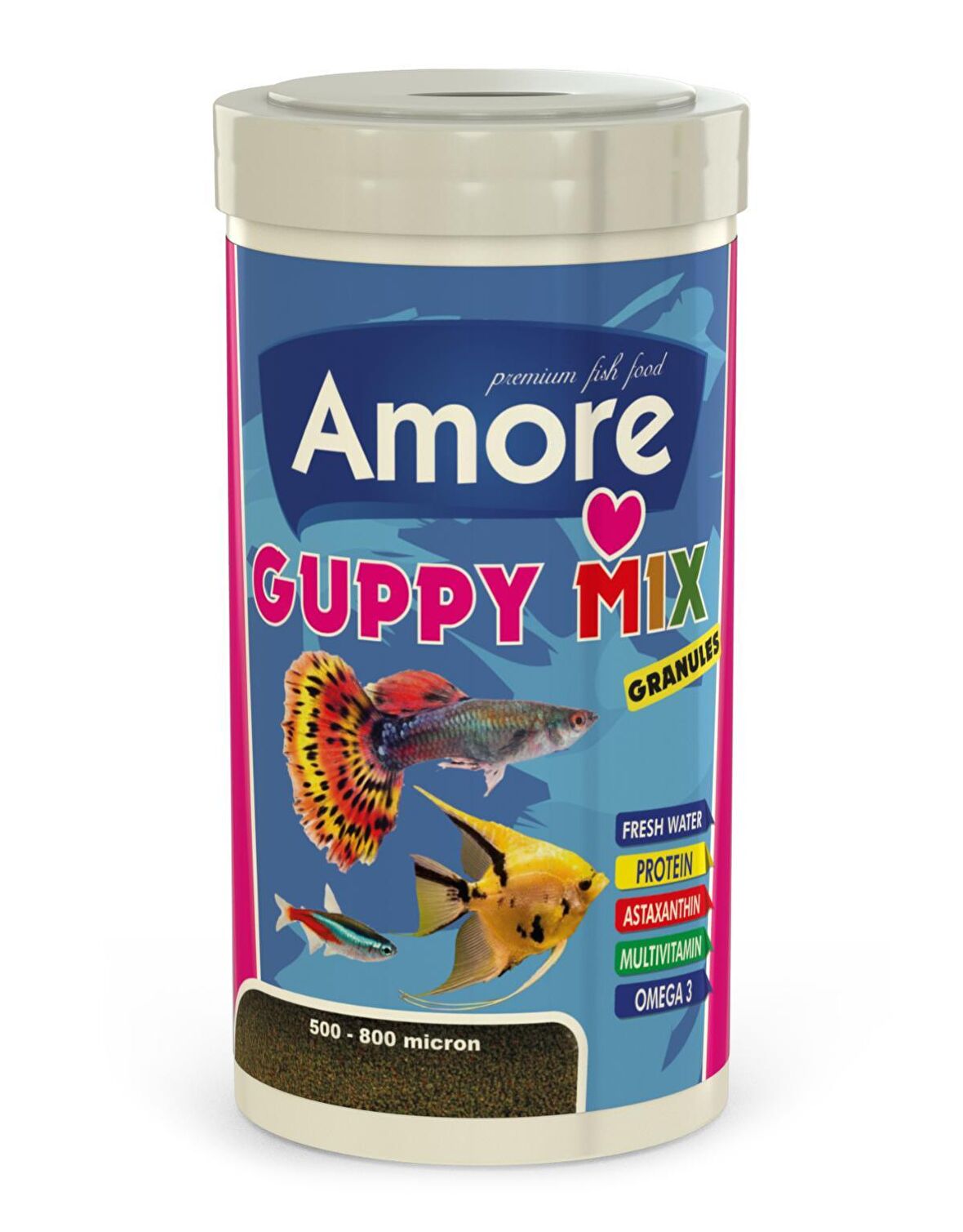 Guppy Mix Granules 250 ml Astaxanthin Tropikal Akvaryum Balık Yemi