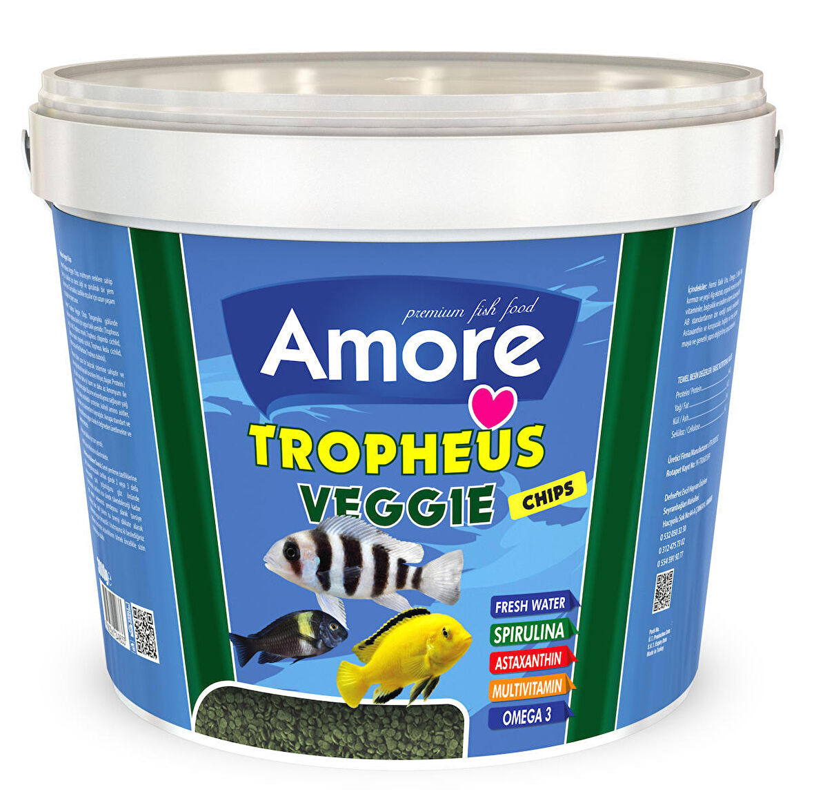 Tropheus Veggie Chips 3 Kg Kova Tanganyika Malawi Bitkisel Algae Spirulina Sarımsak Balık Yemi