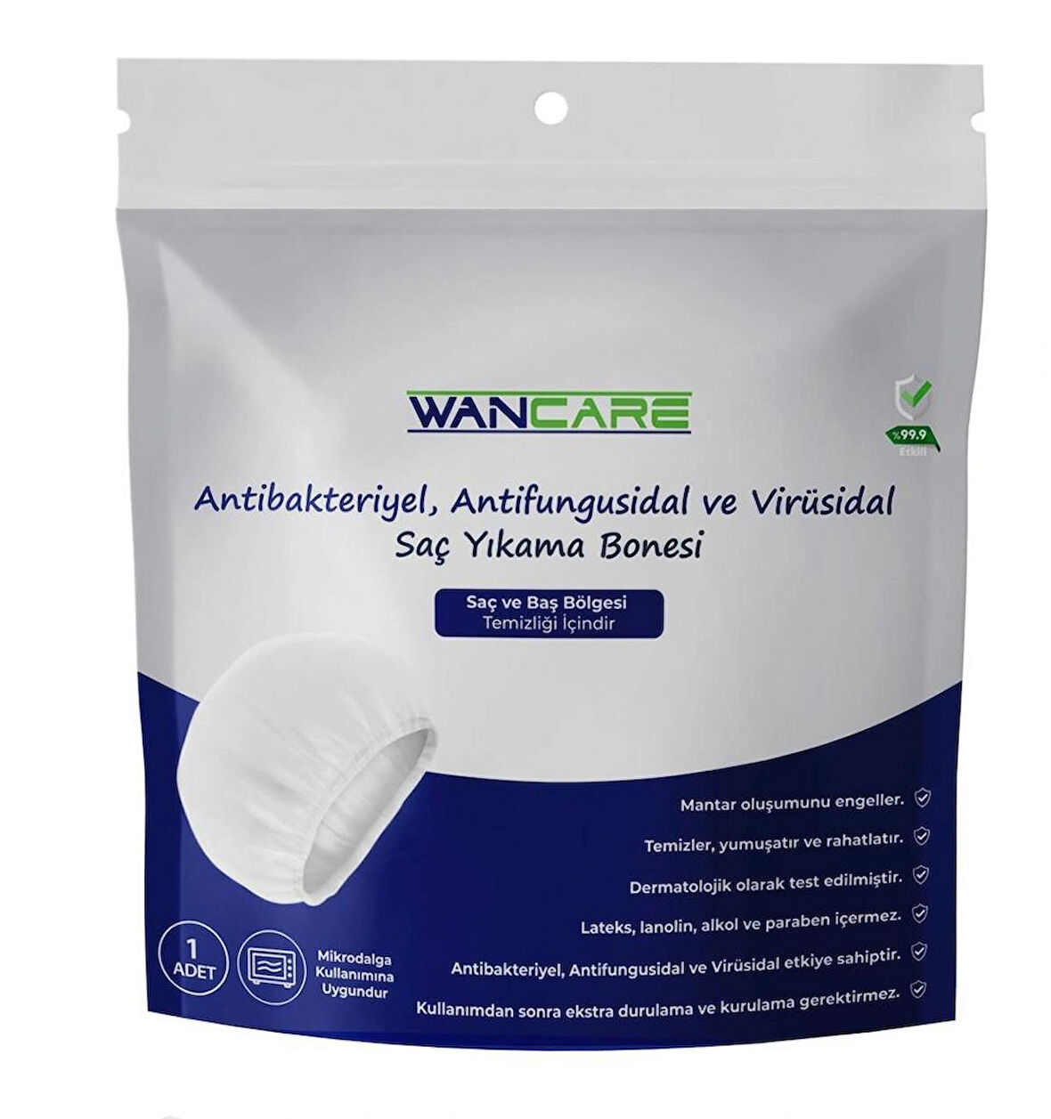 Wancare Antibakteriyel, Antifungusidal ve Virüsidal Saç Yıkama Bonesi 5'li Paket