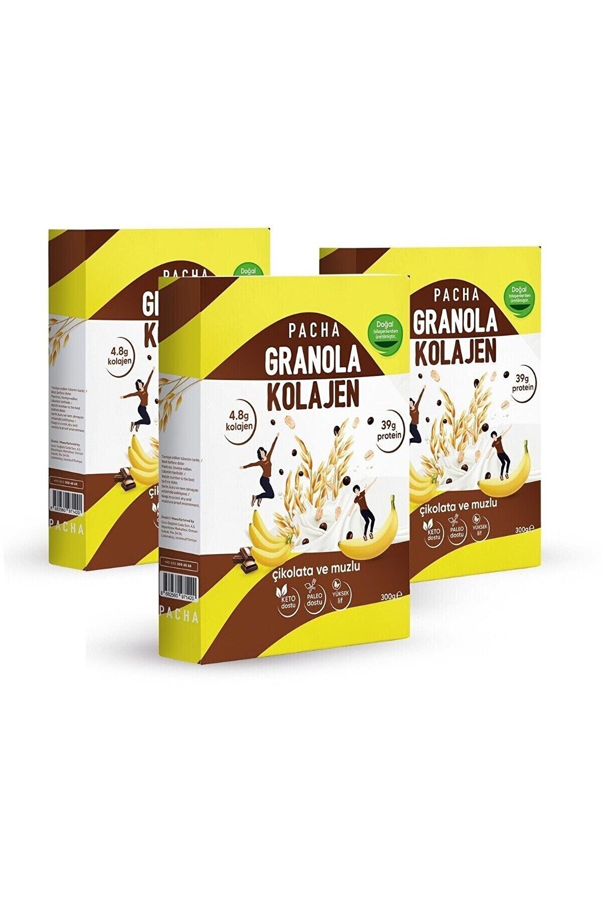 Nola | Doğal Kolajen Ve Proteinli Granola | Çikolatalı Ve Muzlu | 3’lü Paket (3 X 300G)