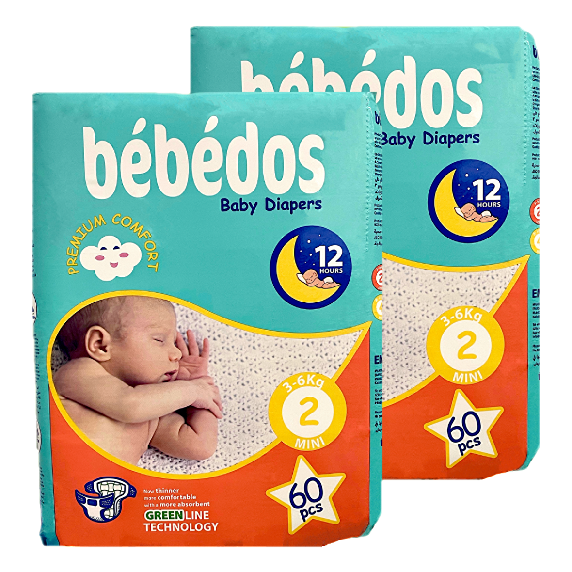 Bebedos 2'li Mini Bebek Bezi 120'li Set