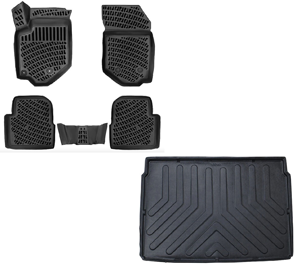 Peugeot 2008 2019 Sonrası Uyumlu 3D Paspas + ÜST Bagaj Havuzu Seti (Dizel-Benzin)