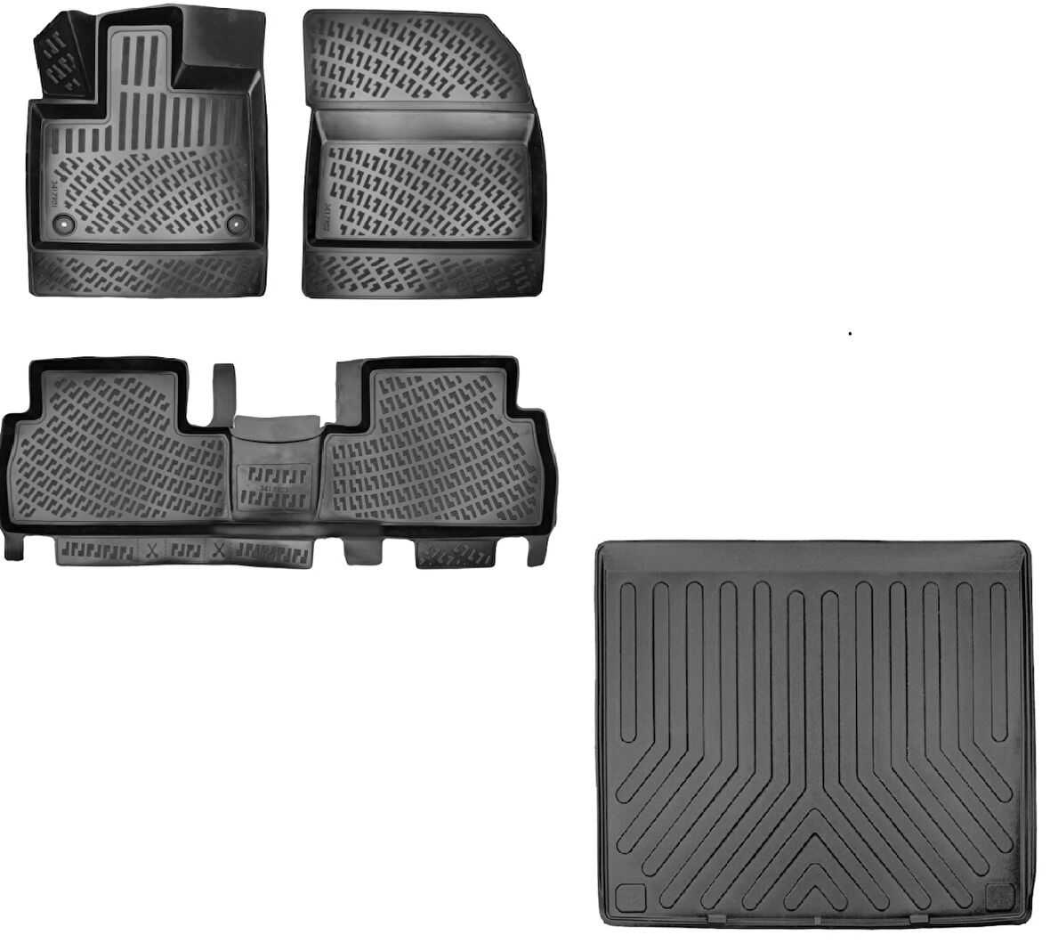 Peugeot Rifter 2019 Sonrası  3D Havuzlu Paspas (Katlanabilir Ön Yolcu Koltuğu)  + Demirsiz Bagaj Havuzu Set