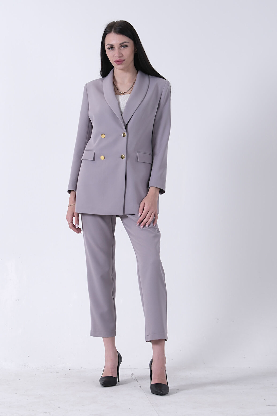 Gri  Blazer Ceket Pantolon İkili Takım 0106305.06