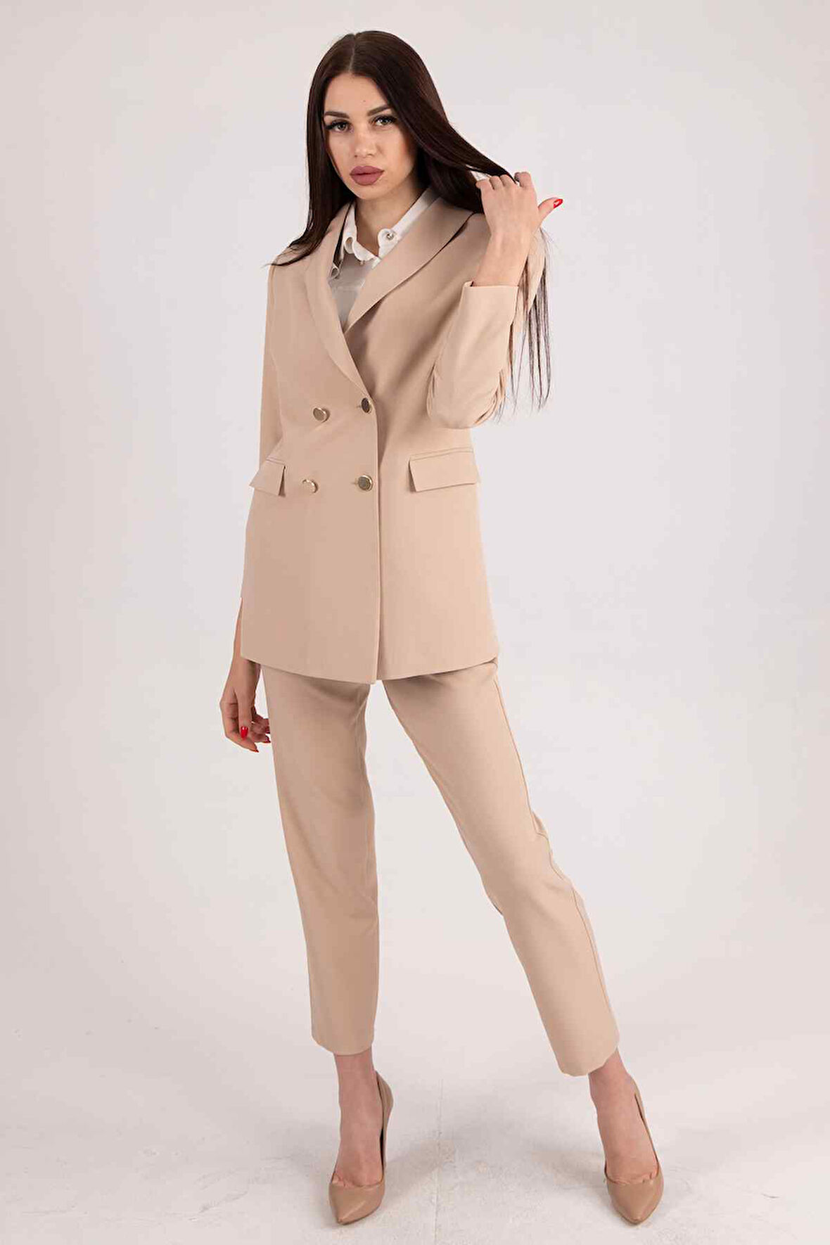 Bej  Blazer Ceket Pantolon İkili Takım 0106305.55