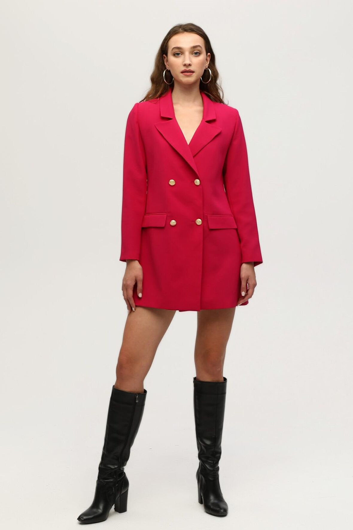 Fuşya Astarlı Düğme Kapamalı Blazer Ceket 0105123.12