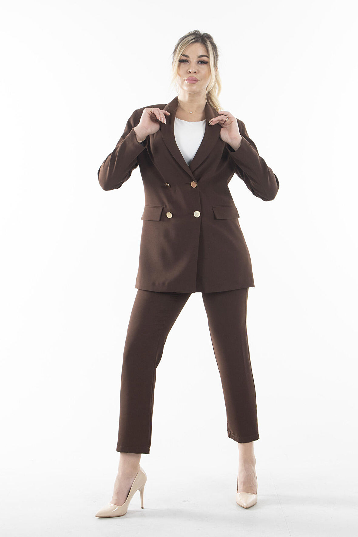Kahve  Blazer Ceket Pantolon İkili Takım 0106305.05
