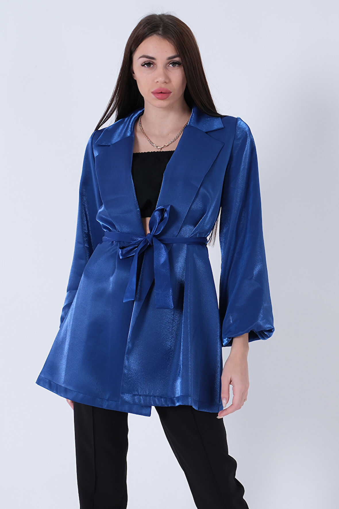 Saks Kolları Volanlı Monoray Saten Ceket 31050689.26