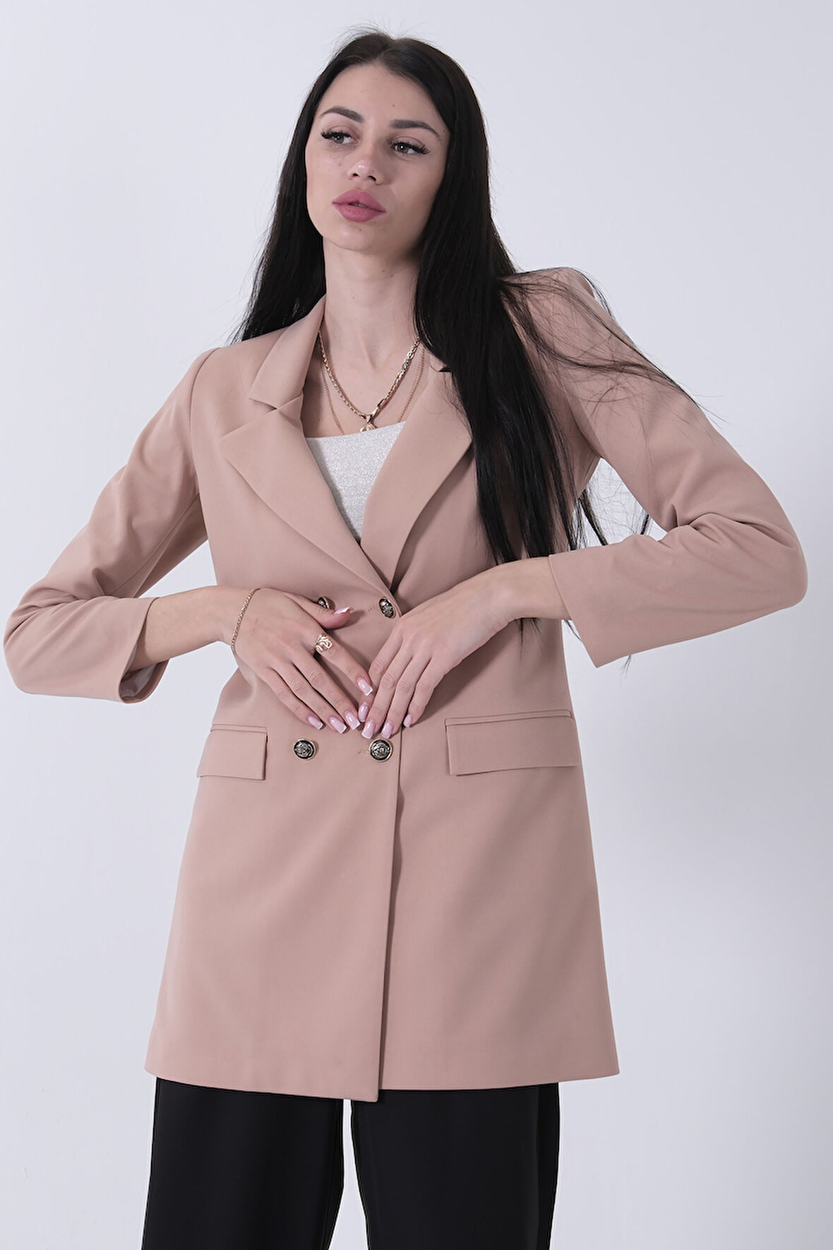 Bej Astarlı Düğme Kapamalı Blazer Ceket 0105123.55