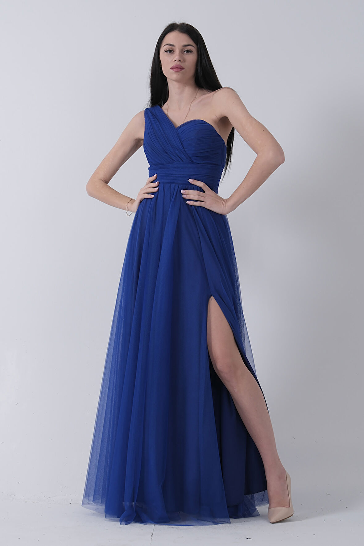 Saks Tek Omuz Yırtmaçlı Abiye 9705155.26