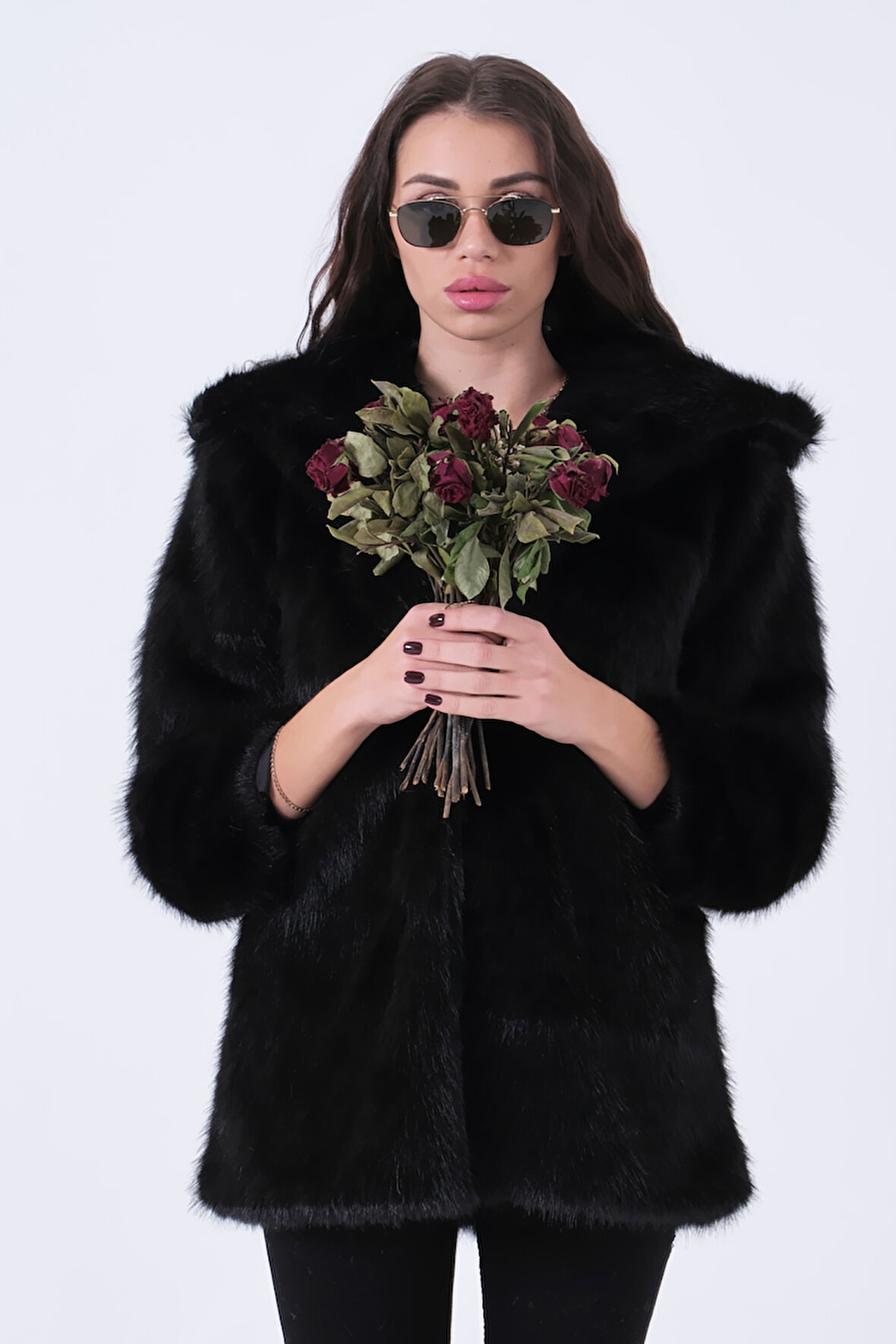 Siyah Uzun Lolita Kürk Kaban 31050729.01