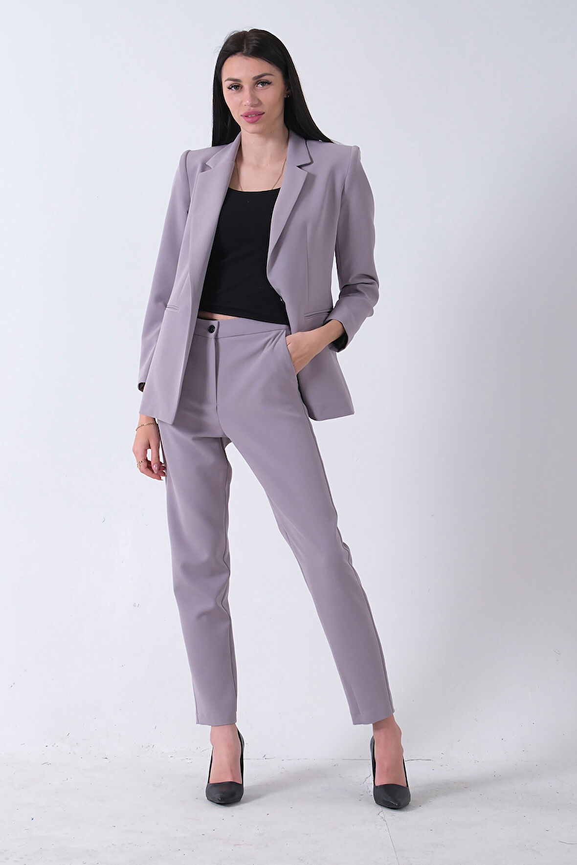 Gri Klasik Yaka Ceketli Takım 0106309.06