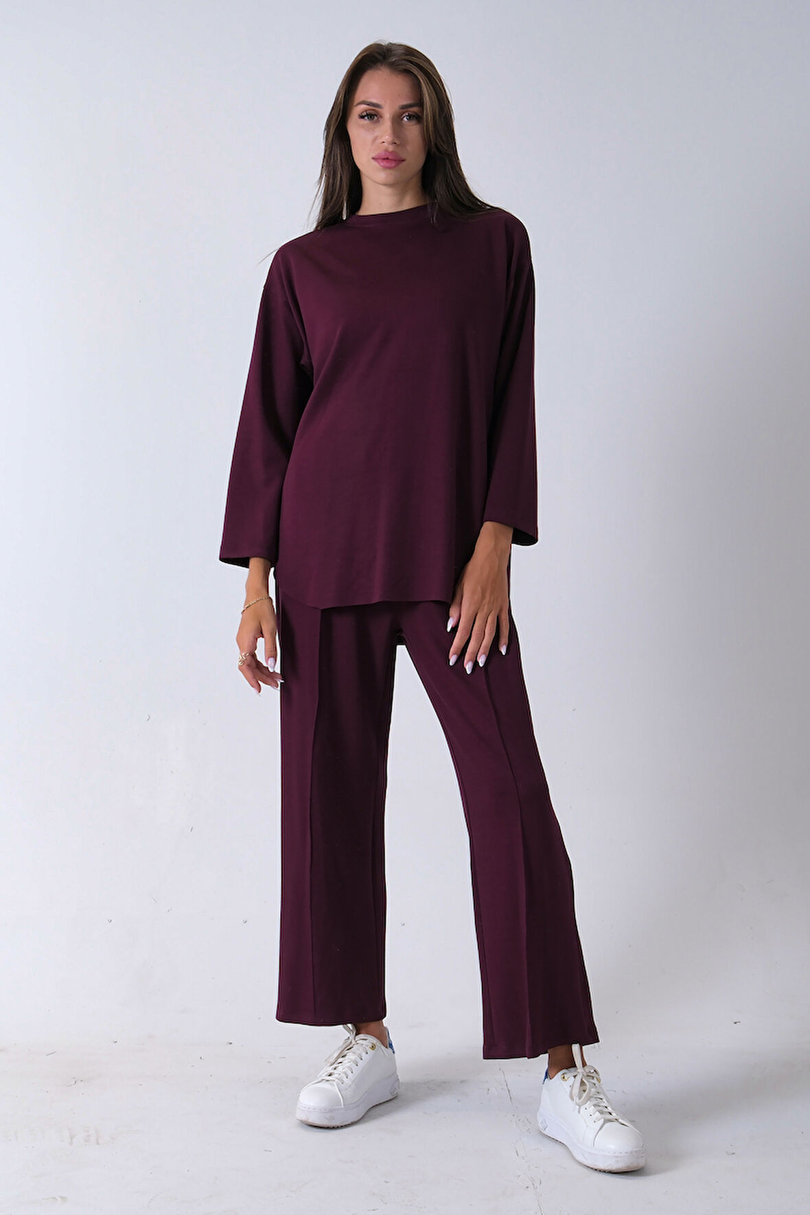 Mürdüm Rahat Kumaş Basic Pantolonlu Takım 31040630.21