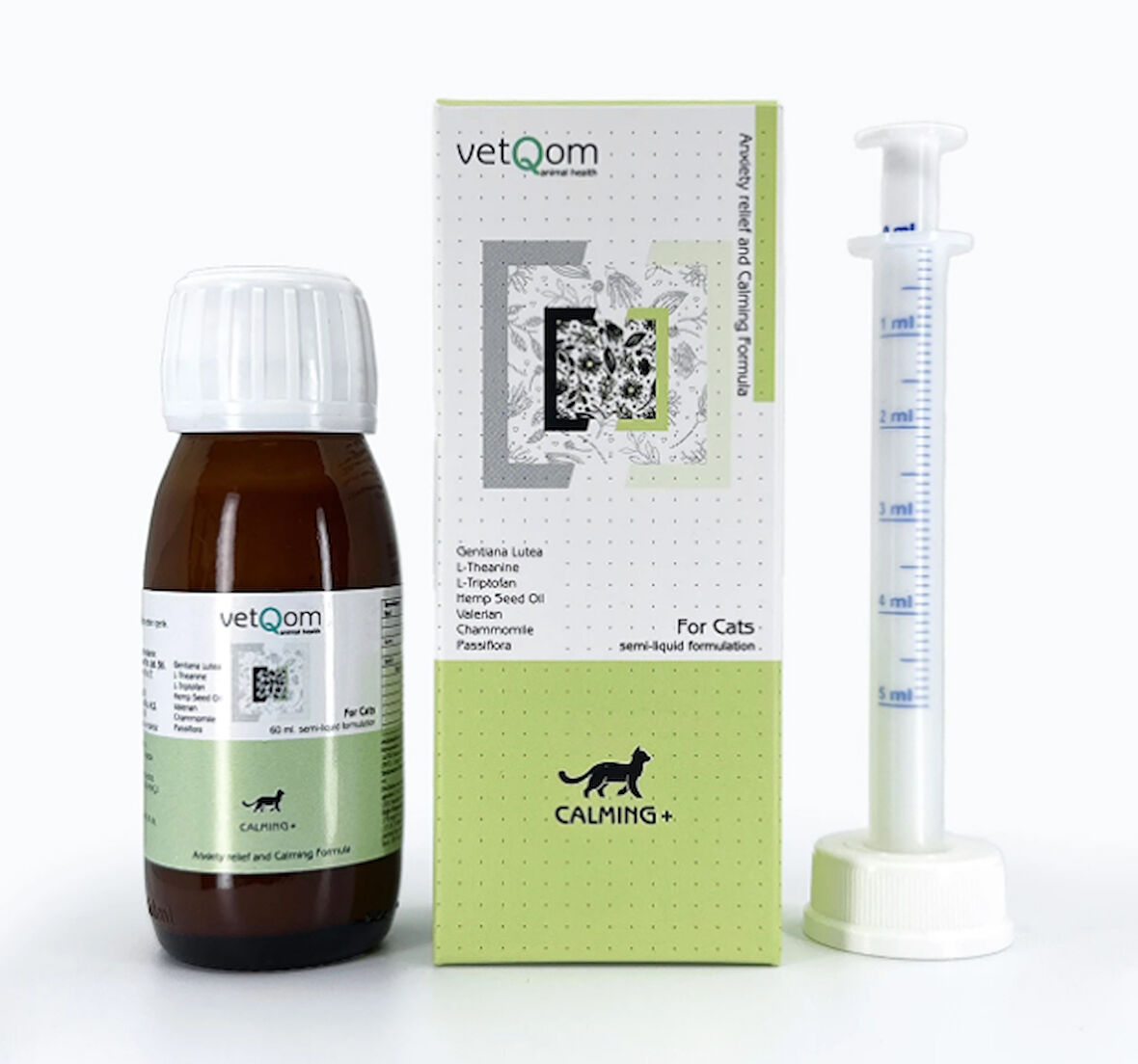 vetQom Kedi Calming+ Stres Yönetimi – Kaygı Kontrolü – 60 ml.