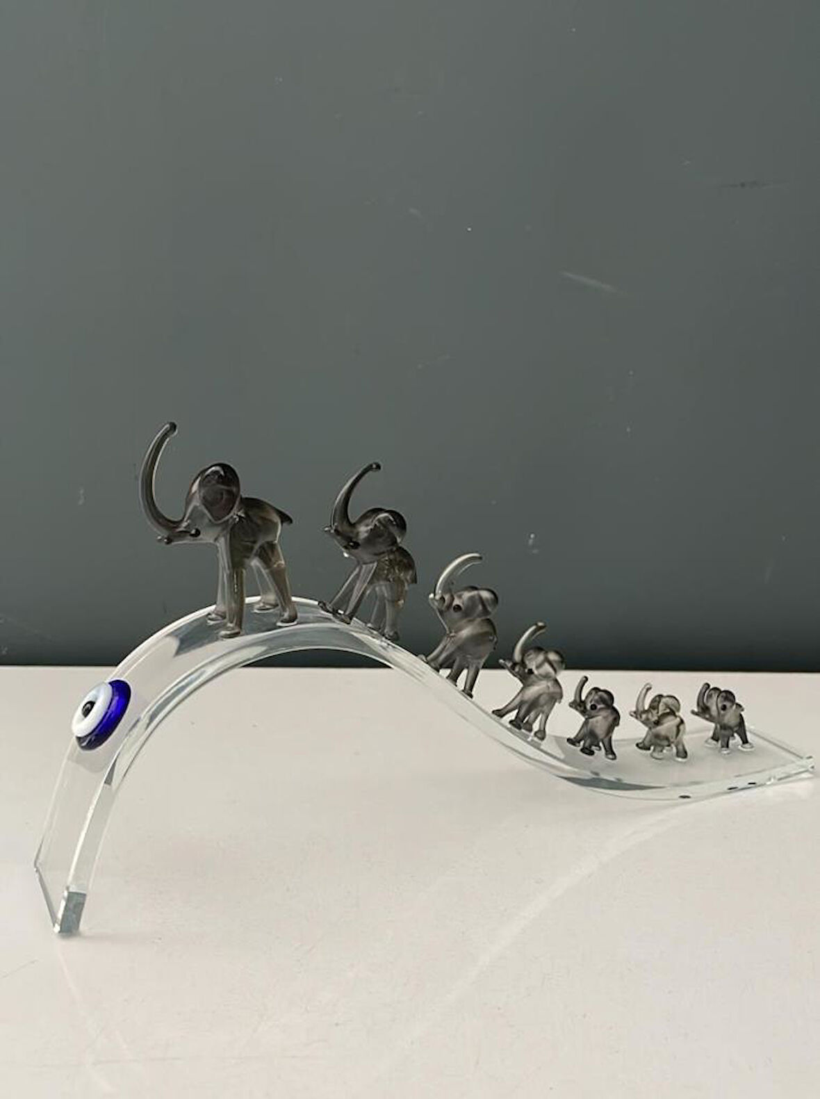 HERA KRİSTAL BÜYÜK KRİSTAL YEDİLİ FİL KOYU GRİ