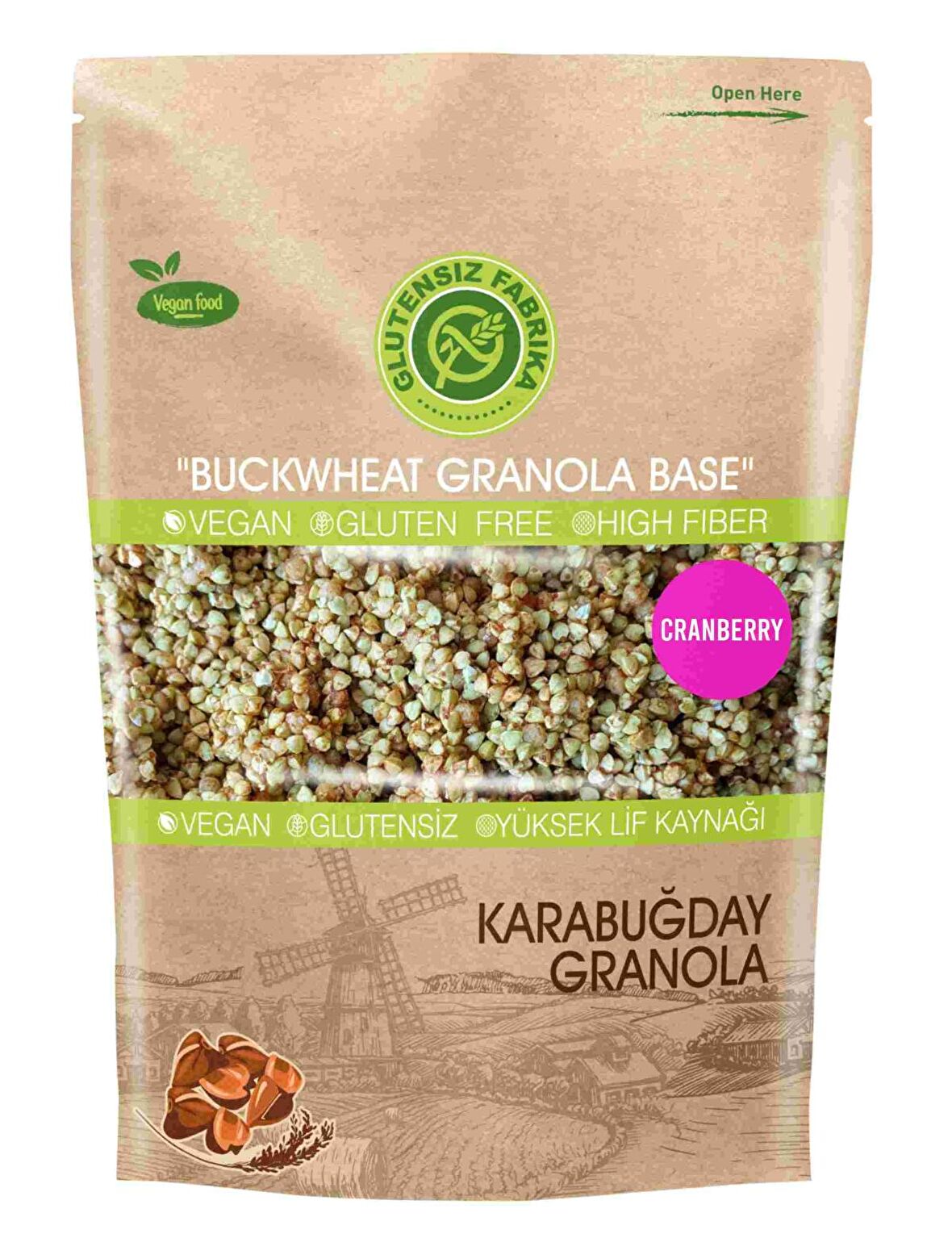 GLUTENSİZ FABRİKA YULAF & KARABUĞDAY GRANOLA 300 GRAM (CRANBERRY'Lİ)
