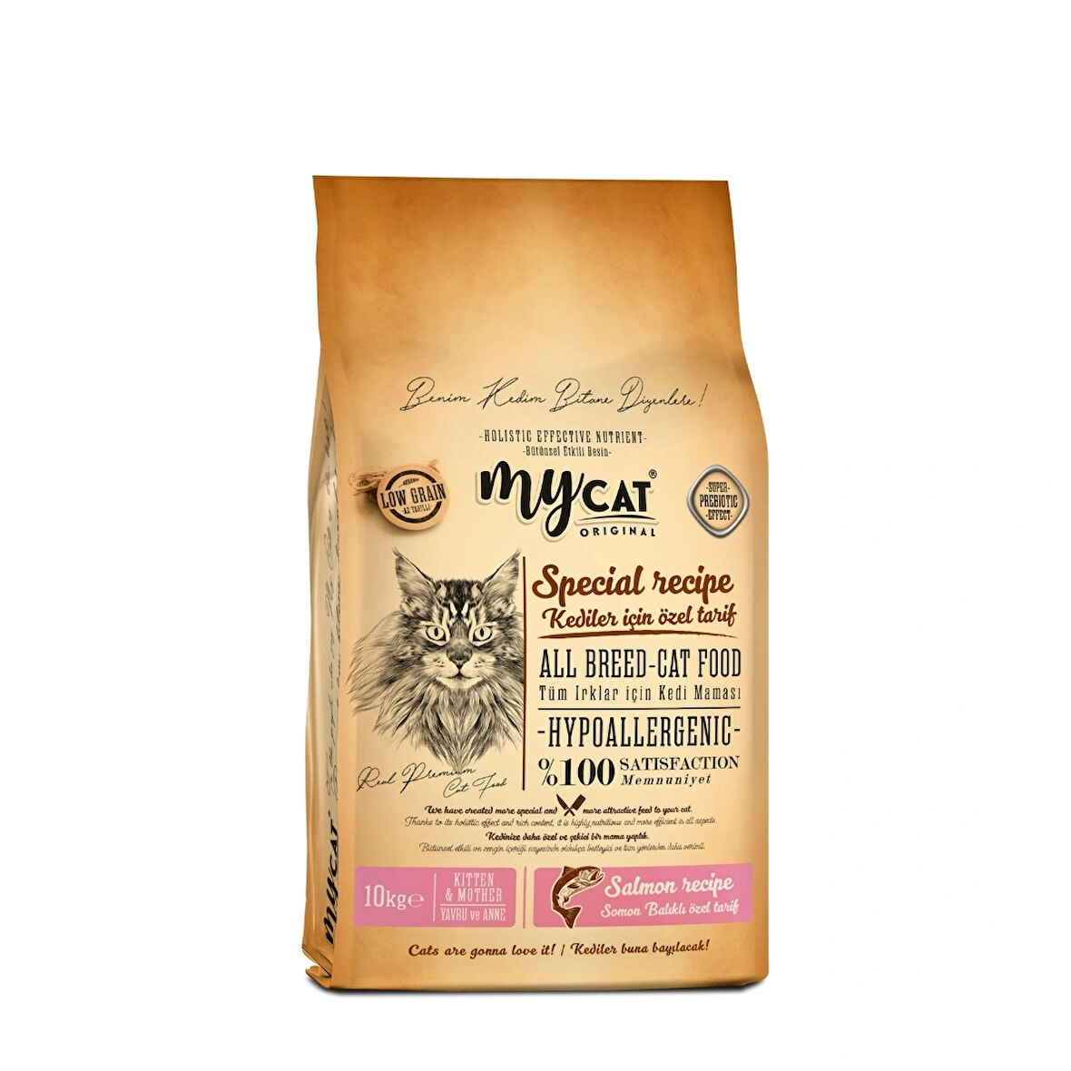 Mycat Az Tahıllı Somon Balıklı Yavru ve Anne Kuru Kedi Maması 10kg