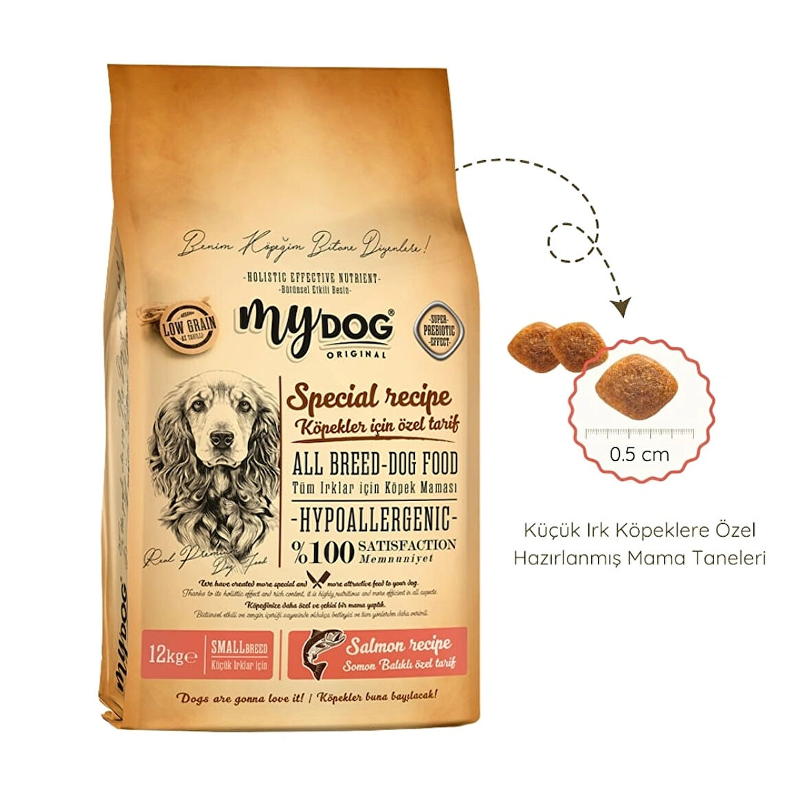 Mydog Az Tahıllı Somon Balıklı Küçük Irklar İçin Köpek Maması 12kg