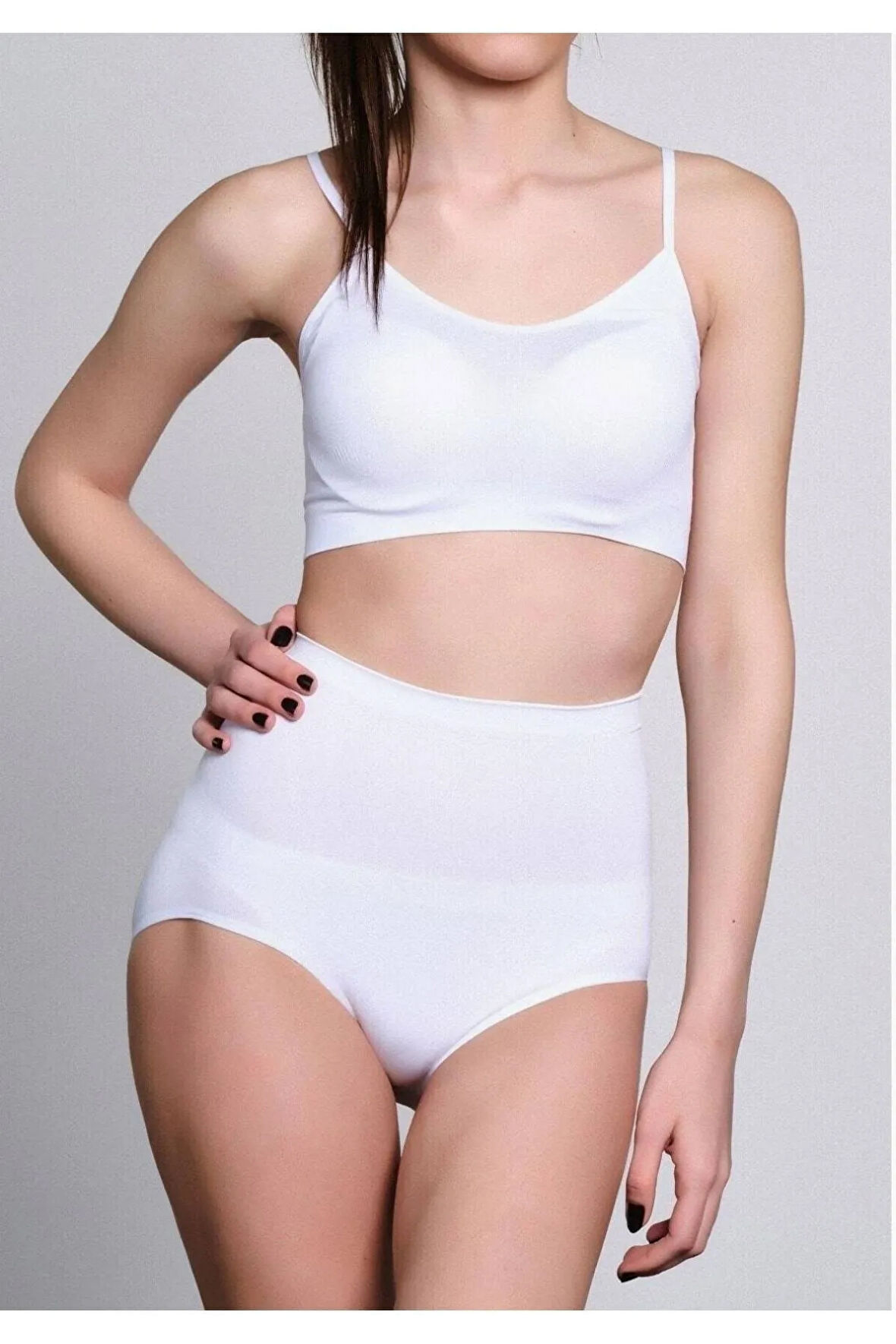 Yüksek Bel Seamless Pantolon Slip Korse Beyaz Yeni Sezon