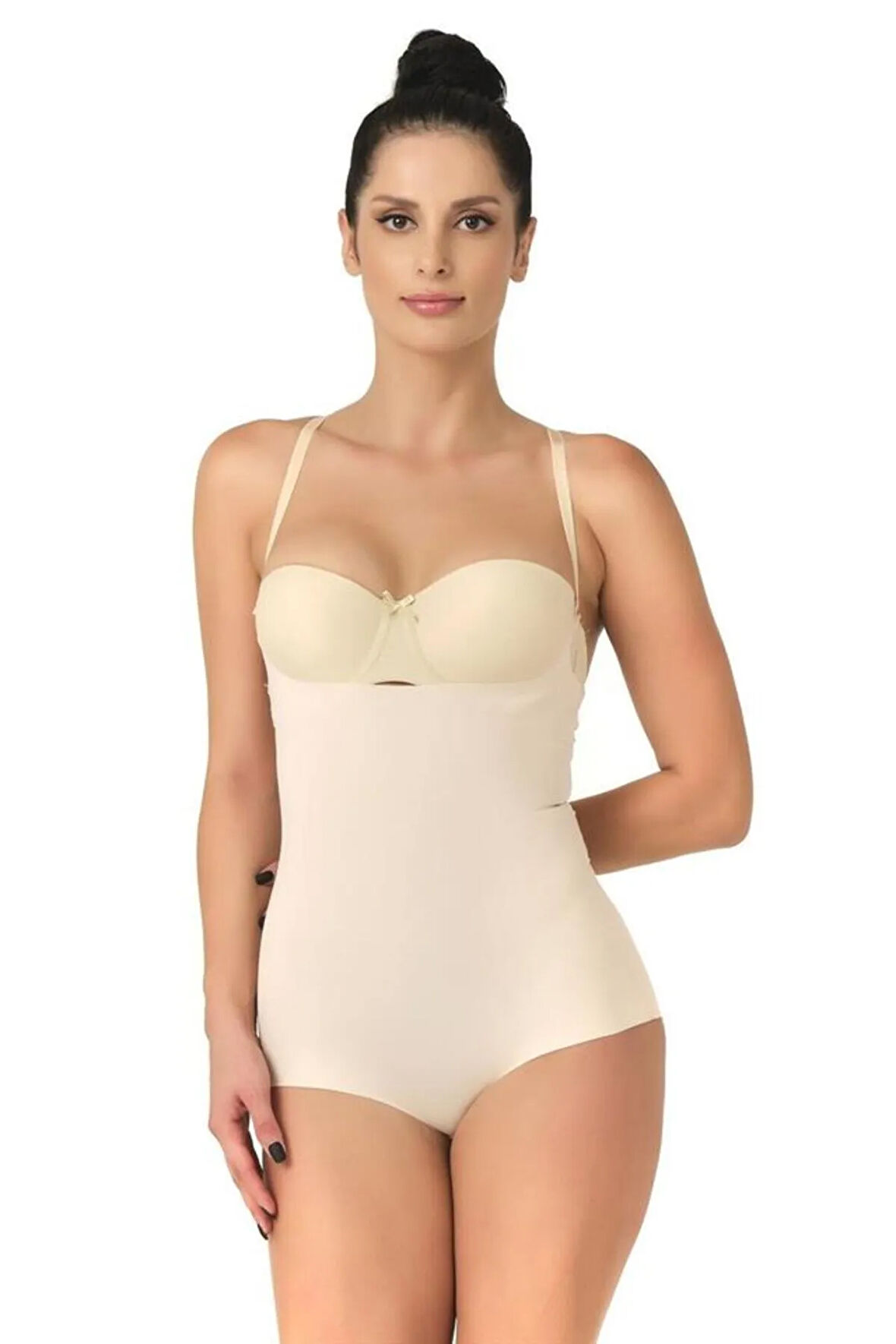 Siyah 2723 Lazer Kesim Göğsü Açık Slip Korse