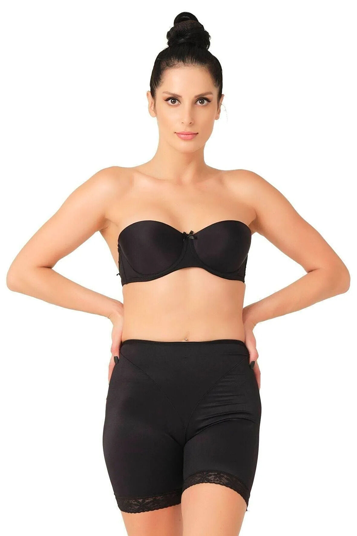 Kadın Ten Paçası Dantelli Pop Up Korse