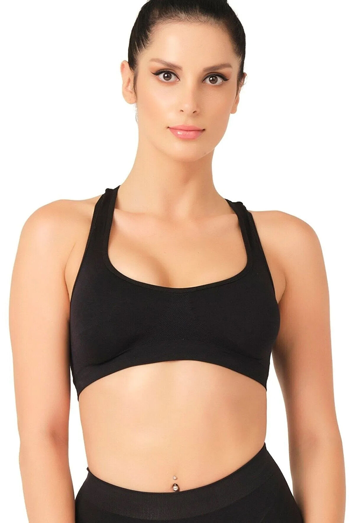 Seamless Toparlayıcı Pedli Sporcu Sütyen 4025 Siyah